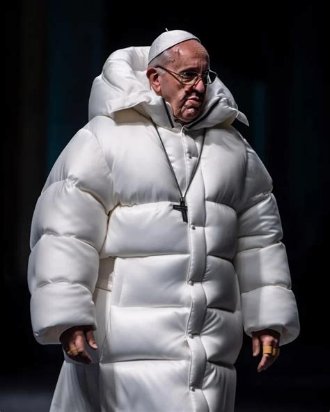 pope in bubble jacket.